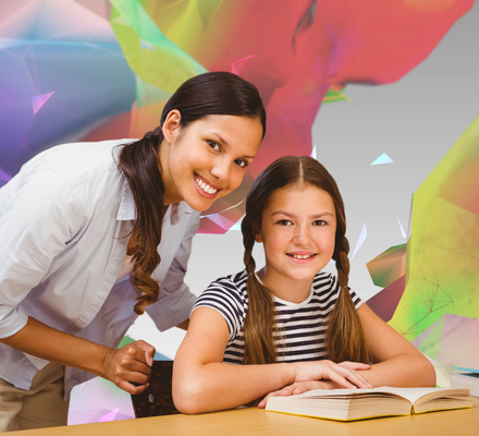 Clinician working with two children on a counting activity